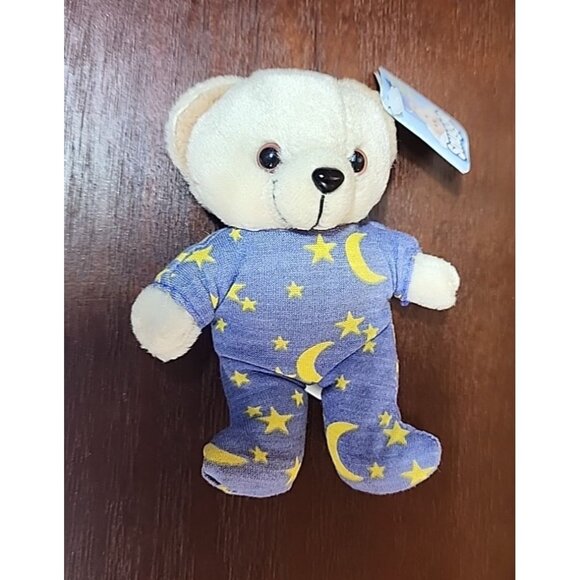 Vintage Snuggle Fabric 5" Teeny Bean Teddy Bear Plush 2001 Pajamas Oct 12 - Picture 1 of 7